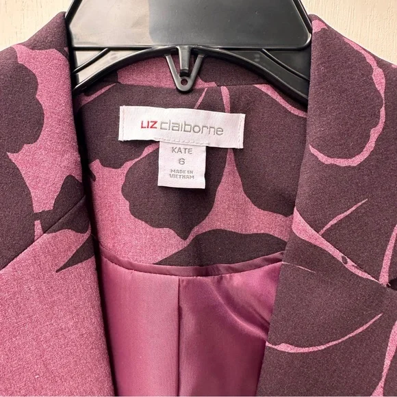 Liz Claiborne Kate Women’s Sz 6 Purple Floral Blazer Jacket Classic Fit NWT $79 - Picture 2 of 11